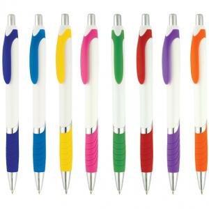 Бяла химикалка в осем комбинации с различен цвят