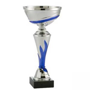 Стандартна спортна купа, сребърно покритие със сини елементи - височина 27 см