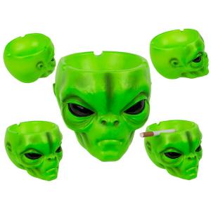 Пепелник, глава на извънземно, полстоун, зелен Пепелник, глава на извънземно, полстоун, зелен