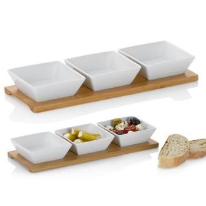 KELA Комплект 3 бр. бели квадратни порцеланови купички със стойка “Philipa“ KELA Комплект 3 бр. бели квадратни порцеланови купички със стойка “Philipa“