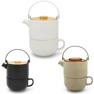 BREDEMEIJER Керамичен сет за чай с филтър и бамбуков капак “Umea“ - 0,5 л BREDEMEIJER Керамичен сет за чай с филтър и бамбуков капак “Umea“ - 0,5 л