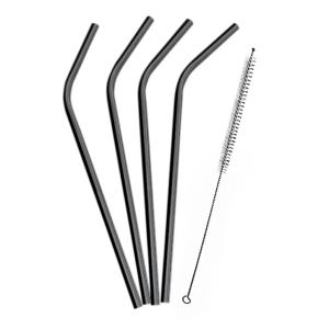 Vin Bouquet Коктейлни метални сламки с четка за почистване - цвят черен мат Vin Bouquet Коктейлни метални сламки с четка за почистване - цвят черен мат