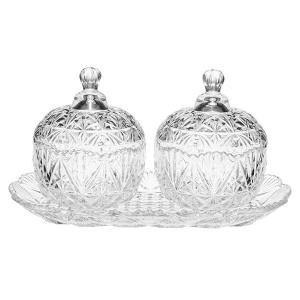 WINTERIA Сет от два стъклени канистъра с капак и поднос WINTERIA Сет от два стъклени канистъра с капак и поднос