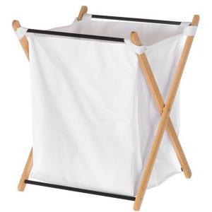 4LIVING Сгъваем кош за пране с бамбукова рамка - бял 4LIVING Сгъваем кош за пране с бамбукова рамка - бял