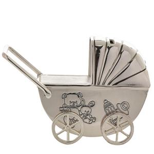 Посребрена касичка бебешка количка Bambino Посребрена касичка бебешка количка Bambino