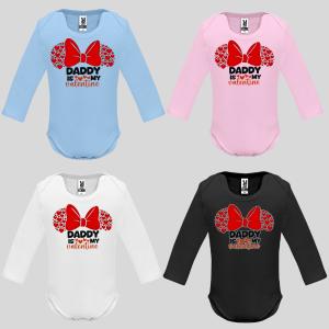 Бебешко боди с надпис - Тати е моятата Валентинка Бебешко боди с надпис - Тати е моятата Валентинка