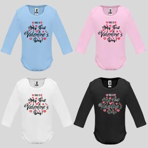 Бебешко боди с надпис - This is my first Valentine`s day! Бебешко боди с надпис - This is my first Valentine`s day!