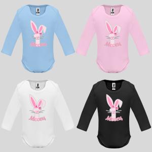 Бебешко боди за месечинка със уши на зайче Бебешко боди за месечинка със уши на зайче