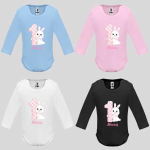 Бебешко боди за месечинка - Зайче 1 месец Бебешко боди за месечинка - Зайче 1 месец